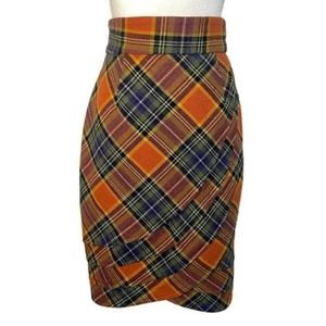 Anthropologie Plenty by Tracy Reese Easy Keeper Plaid Skirt Orange